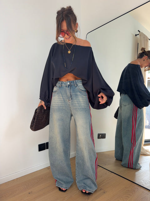 Jeans à bandes rouges (pré commande)