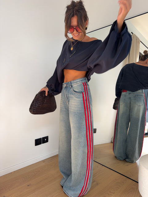 Jeans à bandes rouges (pré commande)