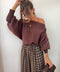 Pull asymétrique court - chocolat