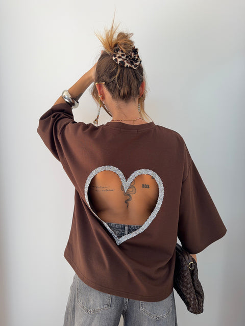 T-shirt coeur - chocolat
