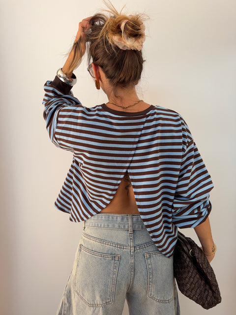 Haut MIA rayé - bleu & chocolat