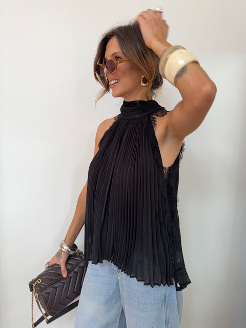 Haut dentelle en transparence - noir