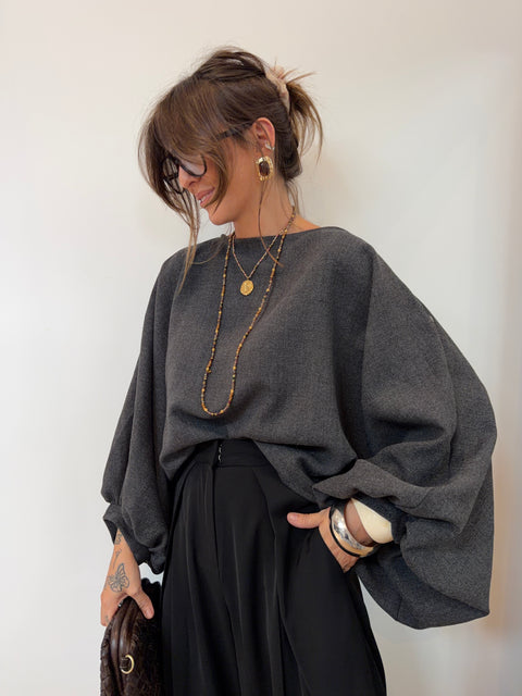 Haut manches bouffantes - IBIZA gris