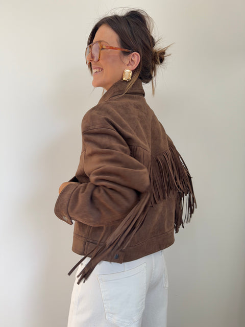 Veste à franges - marron