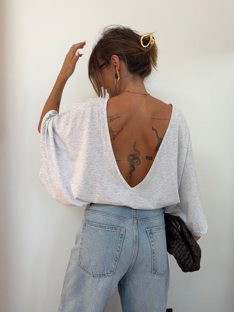 T-shirt Lover's dos nu V - gris chiné