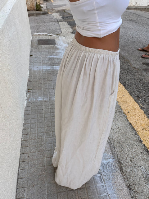 Pantalon ballon en viscose - écru (pré commande)