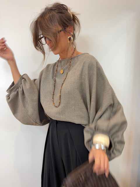 Haut manches bouffantes - IBIZA taupe