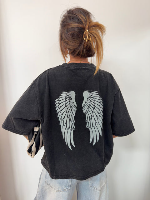 T-shirt Angel - noir chiné