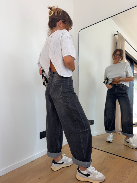 Jeans ballon Léo - noir (pré-commande)