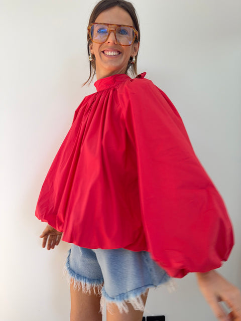Blouse dos nu - rouge