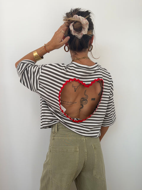 T-shirt coeur - kaki
