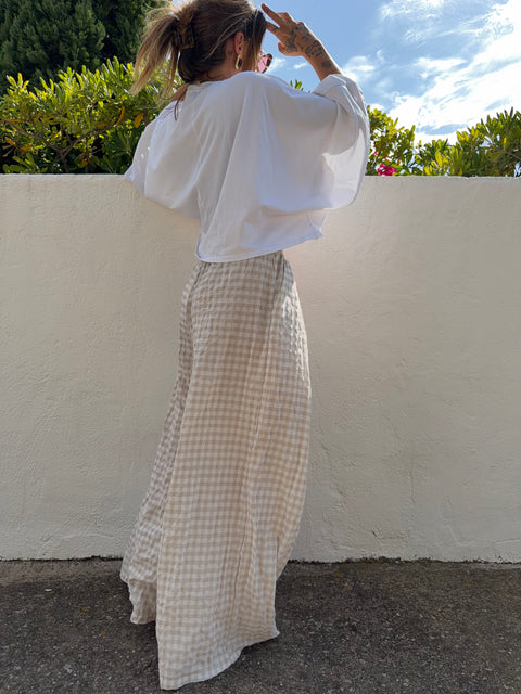 Pantalon à carreaux - beige clair (pré commande)