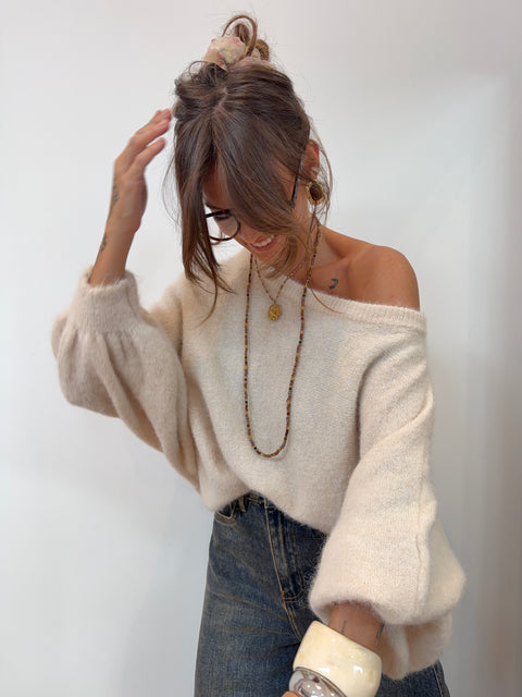 Pull asymétrique - écru