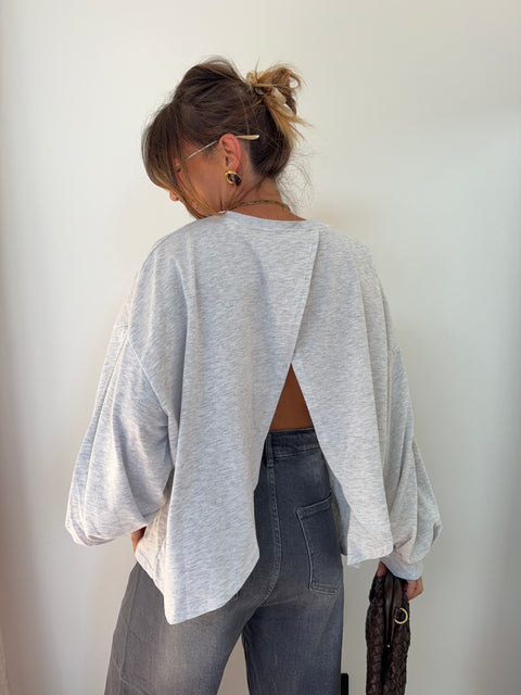 Sweat dos nu - gris chiné