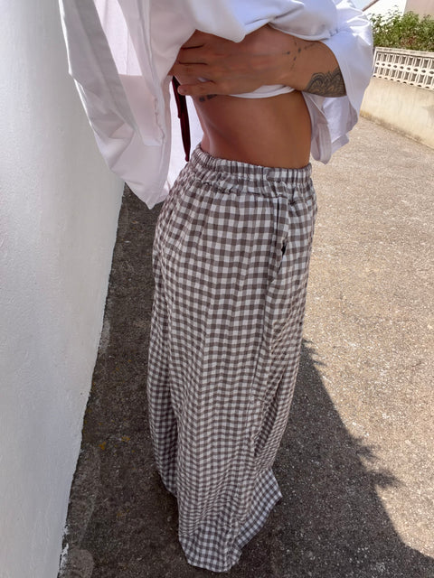 Pantalon à carreaux - taupe (pré commande)