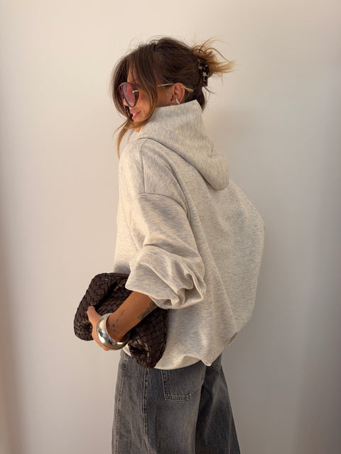 Veste à capuche oversize grise chiné