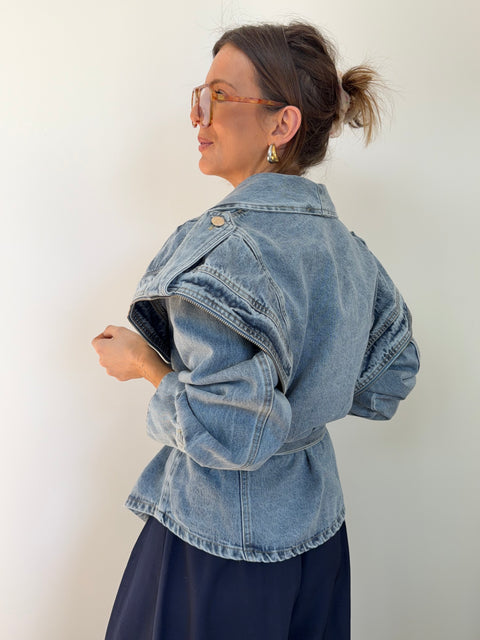 Veste en jeans - détails zipés