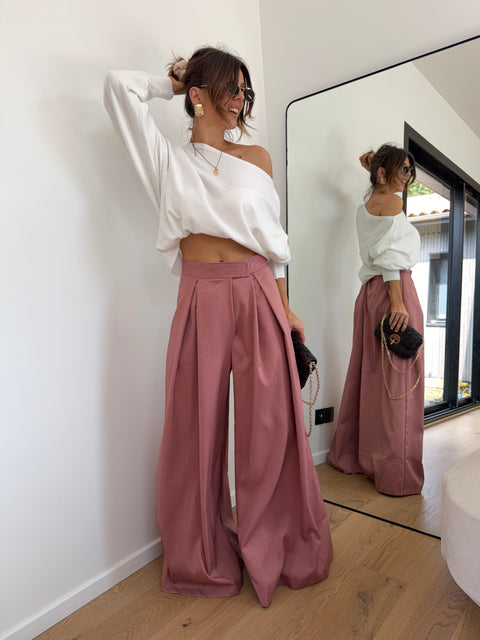 Pantalon à scratch - vieux rose