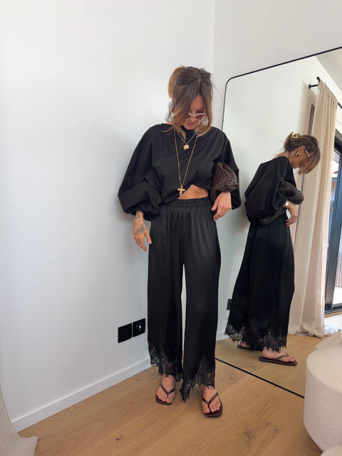 Pantalon dentelle - noir
