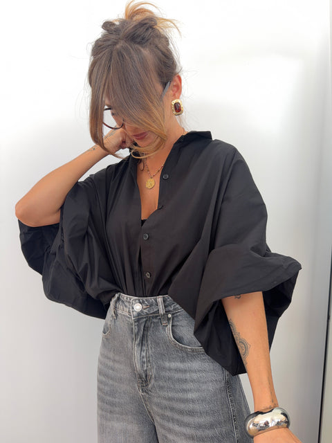Chemise manches bouffantes - noir
