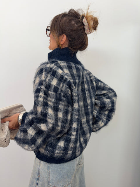 Gilet à carreaux - bleu marine