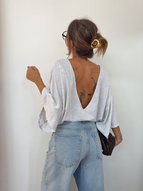 T-shirt Lover's dos nu V - gris chiné