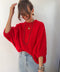 Pull manches 3/4 col rond - rouge