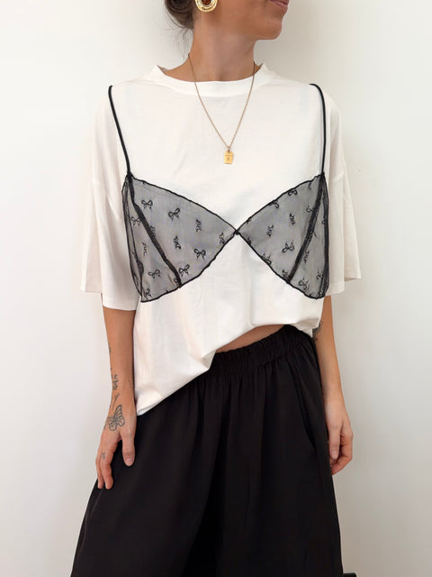 T-shirt soutien gorge dentelle - blanc
