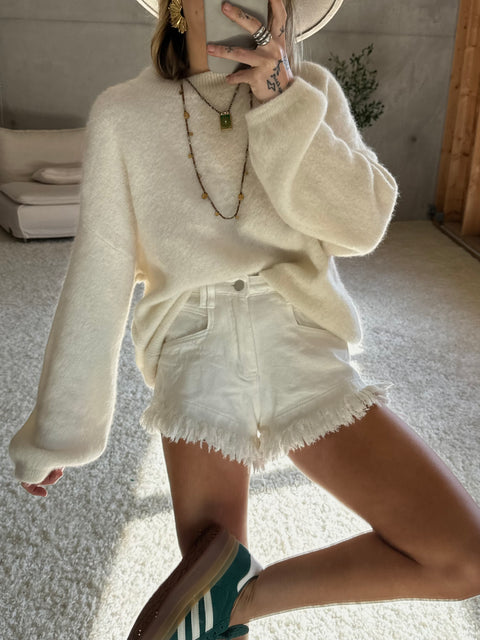 Short à franges - blanc
