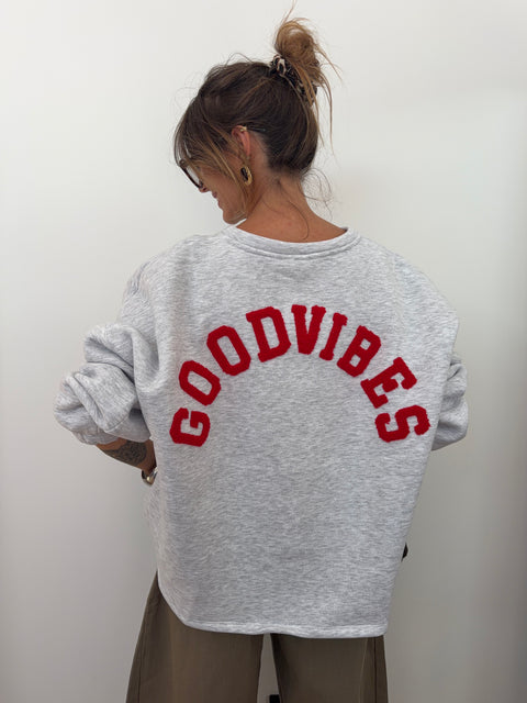 Pull GOOD VIBES - rouge