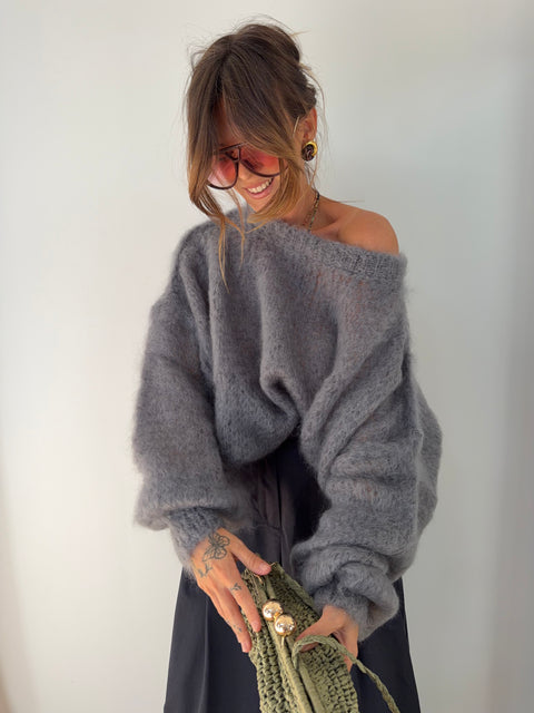 Pull 80% Mohair - gris