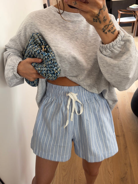 Short d'été rayé - bleu