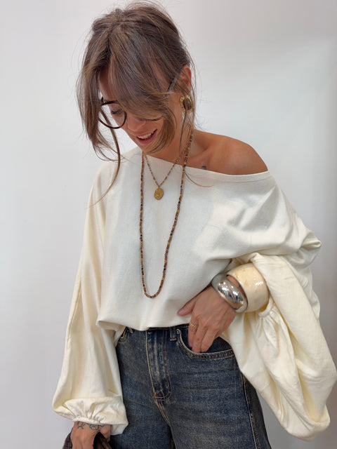 Pull manches oversize - crème