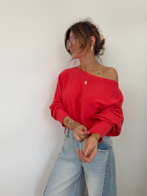 Pull asymétrique - corail