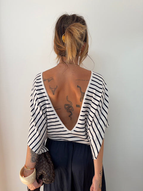 Pull fin dos en V Lover's - rayé bleu (envoi à partir du 18/07)