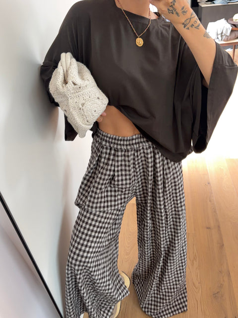 Pantalon à carreau - chocolat
