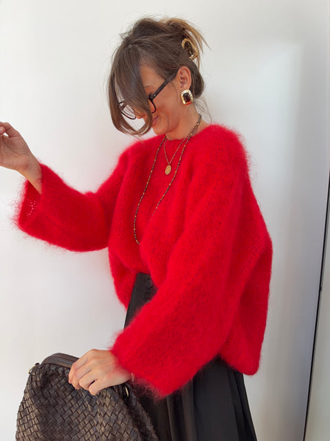 Pull 80% Mohair - rouge