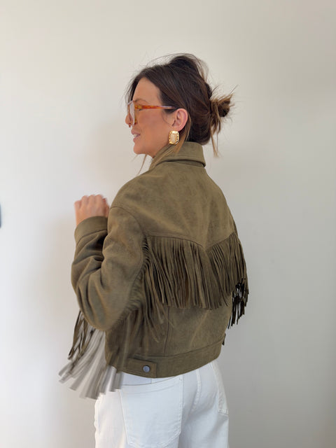 Veste à franges - kaki