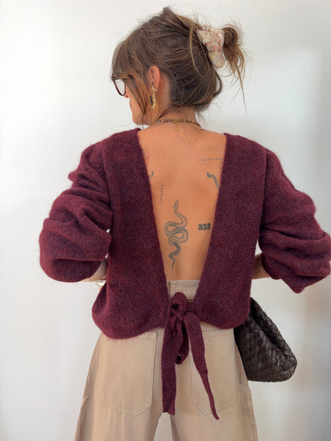 Pull dos nu - bordeaux
