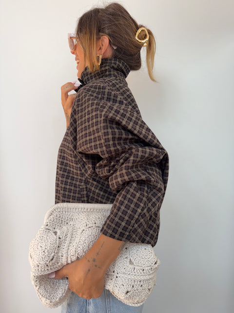 Veste à carreaux - marron et beige