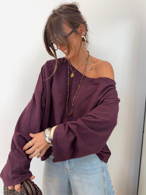T-shirt asymétrique - prune