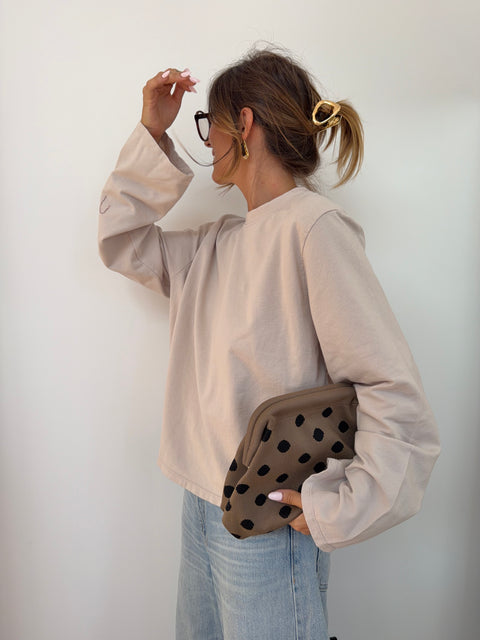 Haut manches longues dos nu - beige