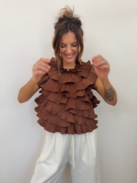 Haut fluffy dos nu - chocolat