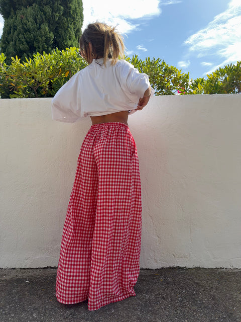 Pantalon à carreaux - rouge (pré commande)