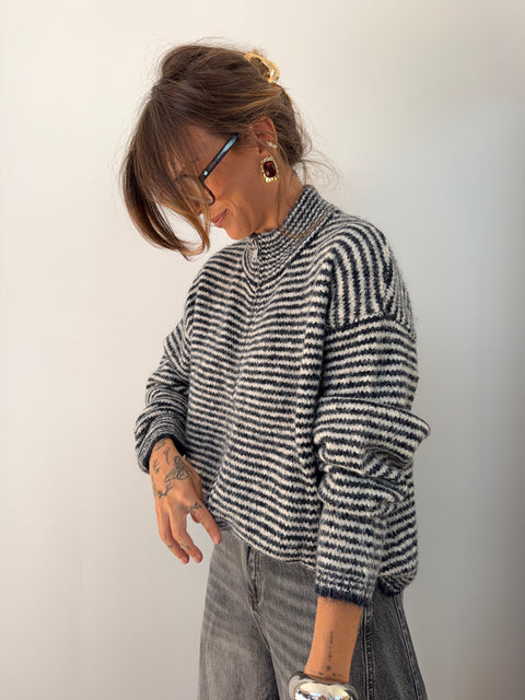 Gilet rayé - marine & blanc