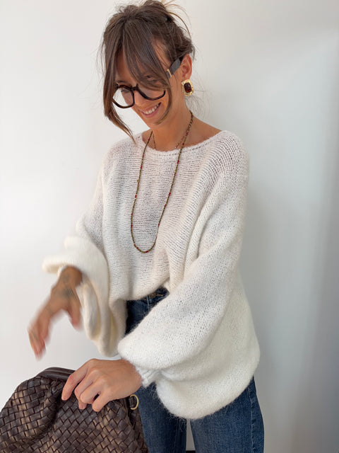 Pull en maille - blanc