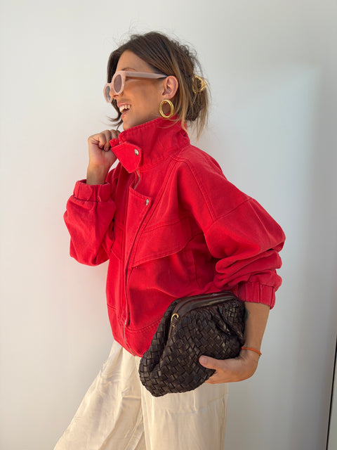 Veste en jean - rouge