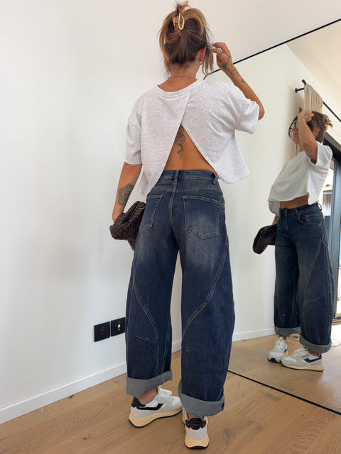 Jeans ballon - bleu brut
