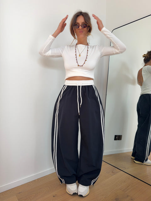 Pantalon à bandes - marine et blanc
