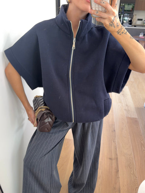 Veste sweat à zip - bleu marine